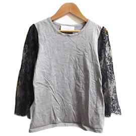 Autre Marque Top de algodón con mangas de encaje