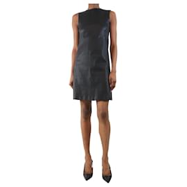 Prada Abito mini senza maniche in pelle nera - taglia UK 6