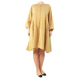Autre Marque Senfgelbe Knopf-Front-Midikleid - Größe M
