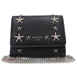 Funda de tarjeta de cuero con estrellas de dos vías Jimmy Choo