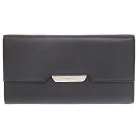 Schwarze Leder Tri-Fold Geldbörse von Salvatore Ferragamo
