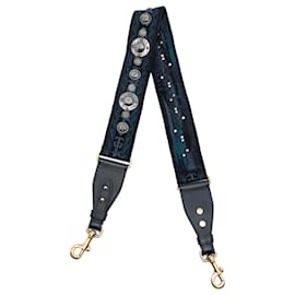 Cintura per borsa ricamata in tela blu con borchie Dior