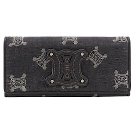 Carteira Longa Triomphe Celine em Denim Marinho - Céline