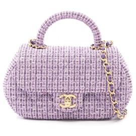Borsa a spalla in tessuto trapuntato viola Chanel