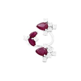 Offener Ring, Weißgold, Rubine und Diamanten. - Autre Marque