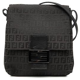 Bolsa transversal de lona Zucchino preta Fendi