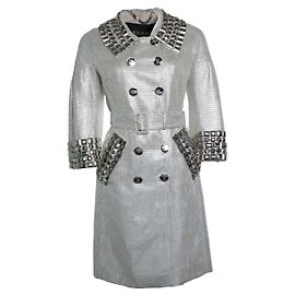 Burberry, abrigo trench metálico plateado