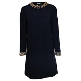 Miu Miu, schwarzer Mantel mit Pailletten und Kristallen