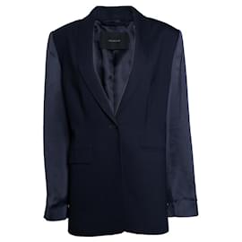 Frenken, Wollblazer mit glänzenden Ärmeln in Blau - Autre Marque
