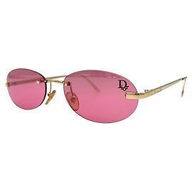 Christian Dior pink rot gold randlose Logo-Sonnenbrille