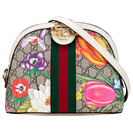 Gucci Marrón Pequeño GG Supreme Flora Ophidia Dome Crossbody