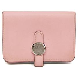 Porte-cartes en cuir Swift Dogon d'Hermès en rose
