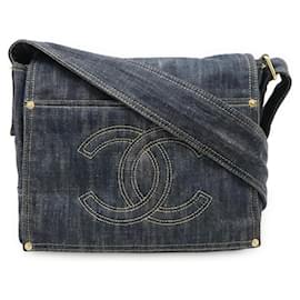 Borsa a Spalla Chanel Denim Coco Mark Indigo