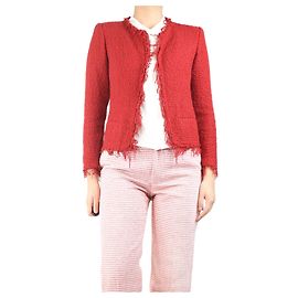 Iro Rote fransige Jacke - Größe UK 8