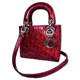 Christian Dior Lady Dior Borsa in pelle verniciata rossa