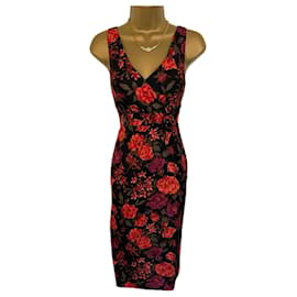 Vestido Lk Bennett de seda con estampado floral negro naranja