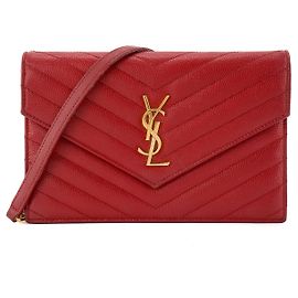 SAINT LAURENT - Borsa a Spalla Cassandre in Pelle Granata Rossa