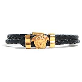 VERSACE - Schwarzes Leder Medusa Armband - Versace
