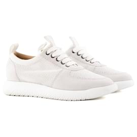 HERMÈS - Azur Sneakers aus Canvas und gebrochenem Weiß Wildleder (Größe 39.5) - Hermès
