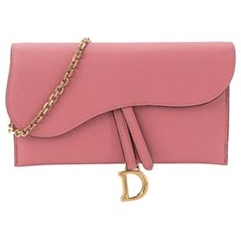 DIOR - Borsa Wallet On Chain Saddle in Pelle Grana Rosa - Dior