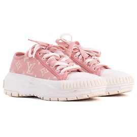 LOUIS VUITTON - Sneakers Squad Low Louis Vuitton aus rosa und weißem Denim (T35)