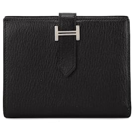 HERMÈS - Portafoglio Béarn Compact in pelle di capra nero