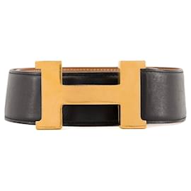 HERMÈS - H-Gürtel aus schwarzem Leder (T80)