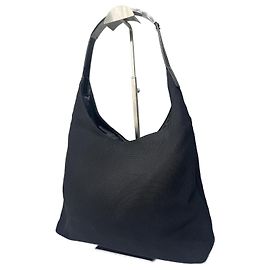 Borsa a mano vintage in tela e pelle verniciata Gucci nera