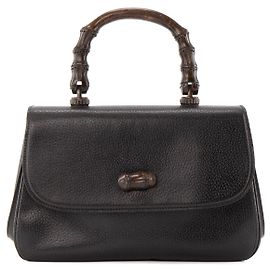 GUCCI - Borsa a mano Bamboo Gucci in pelle grana nera