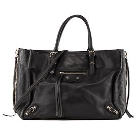 BALENCIAGA - Balenciaga A5 Papier Umhängetasche aus schwarzem Leder