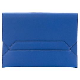 HERMÈS - Pochette Hermès in pelle evercolor blu