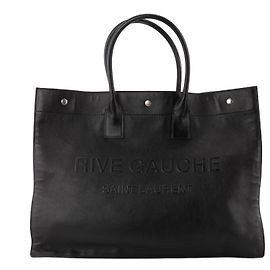 SAINT LAURENT - Borsa Tote Rive Gauche GM Saint Laurent in pelle nera grana