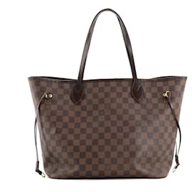 LOUIS VUITTON - Borsa Tote Neverfull MM Louis Vuitton in tela rivestita a scacchi ebano