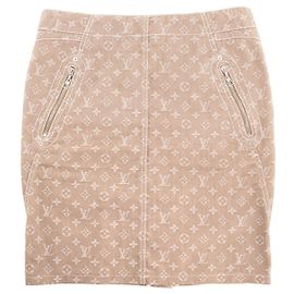 LOUIS VUITTON - Falda Louis Vuitton de mezclilla beige y blanca (T42)