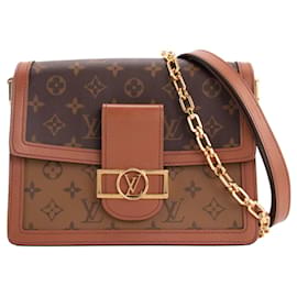 LOUIS VUITTON - Borsa a tracolla Dauphine MM Louis Vuitton in tela rivestita con monogramma e pelle