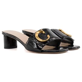 DIOR - Dior High Heels Mules aus schwarzem Lackleder (T37)
