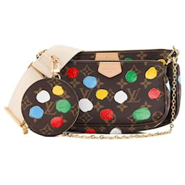 LOUIS VUITTON - Borsa a tracolla Multi Pochette Accessori Louis Vuitton x Yayoi Kusama edizione limitata in tela rivestita marrone