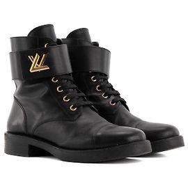 LOUIS VUITTON - Botines Wonderland Flat Ranger Louis Vuitton de cuero negro (T39)