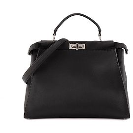 FENDI - Borsa Peekaboo Fendi in pelle granulata nera
