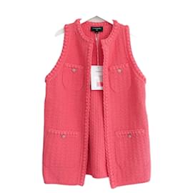 Gilet senza maniche in maglia rosa corallo Chanel Primavera 22S
