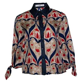 Blouse imprimée florale avec nœuds Prada