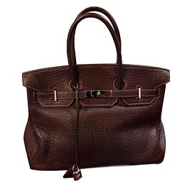 Borsa a mano Hermès Birkin in pelle di bufalo marrone