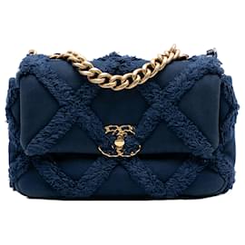 Chanel Blu Medio Tela e Cotone 19 Flap