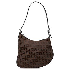 Bolsa de ombro em lona Zucchino marrom Fendi