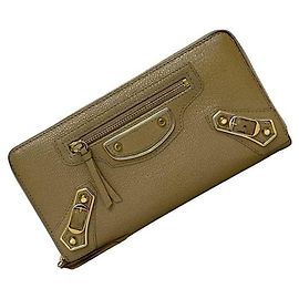 Balenciaga runder langer Geldbeutel in Beige