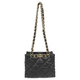 Borsa a spalla in agnello nero Chanel AS3502
