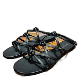 Sandali piccoli in pelle nera Camelia di Chanel 39