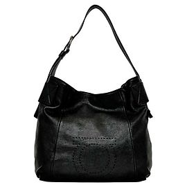 Borsa a spalla in pelle nera Salvatore Ferragamo