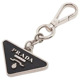 Portachiavi in Saffiano argento e metallo - Prada