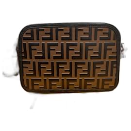 Borsa a tracolla Fendi FF in pelle marrone e nera